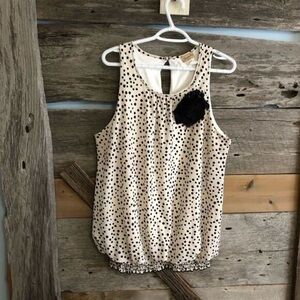 JANETTE Plus USA Plus size 3XL Cream polka dot blouse with chiffon